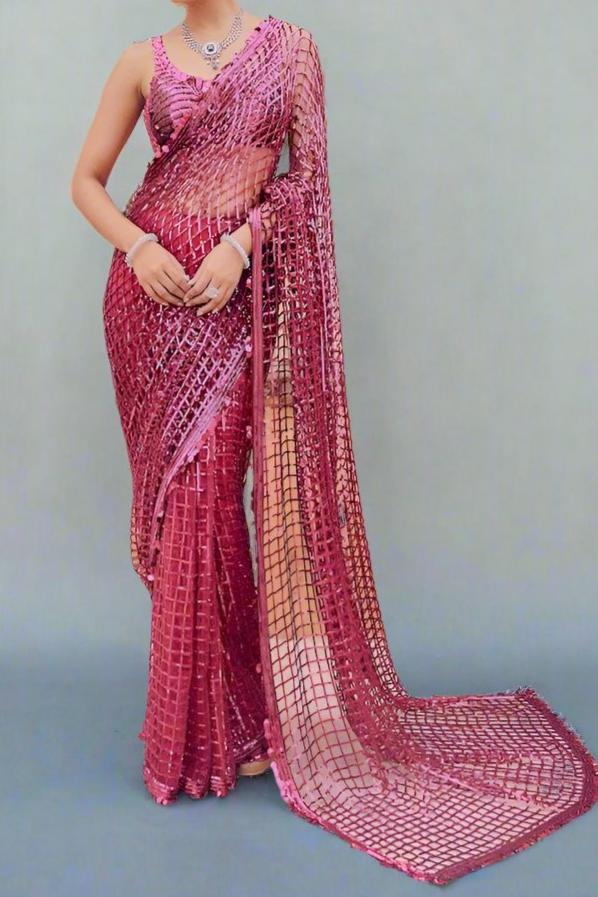 Pink Blush Net Saree