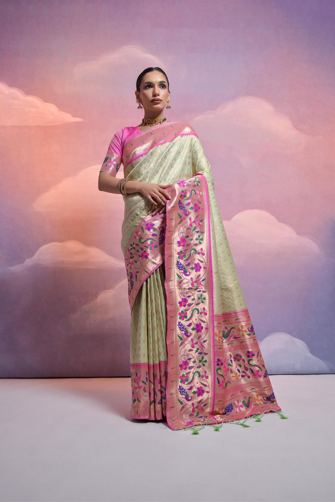 Date With Thoughts Designer Banarasi Paithani Saree