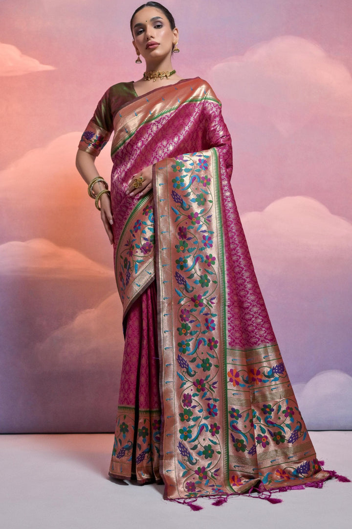 Date With Thoughts Designer Banarasi Paithani Saree