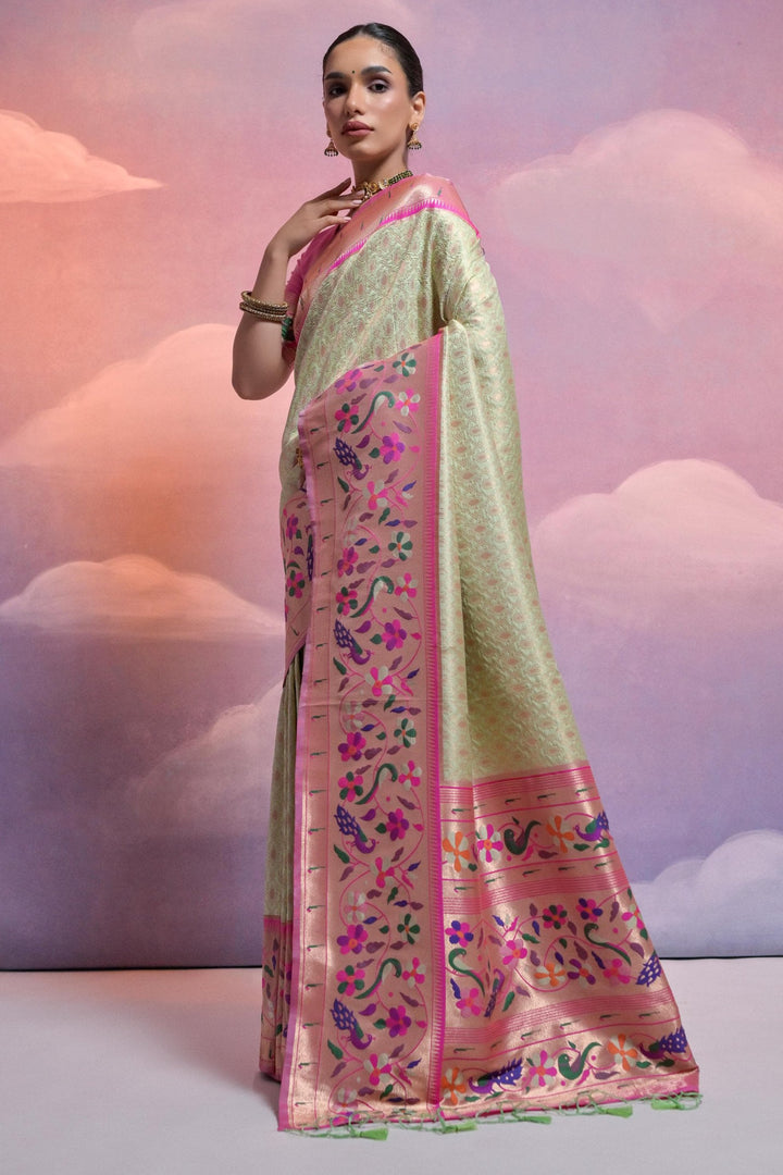 Date With Thoughts Designer Banarasi Paithani Saree