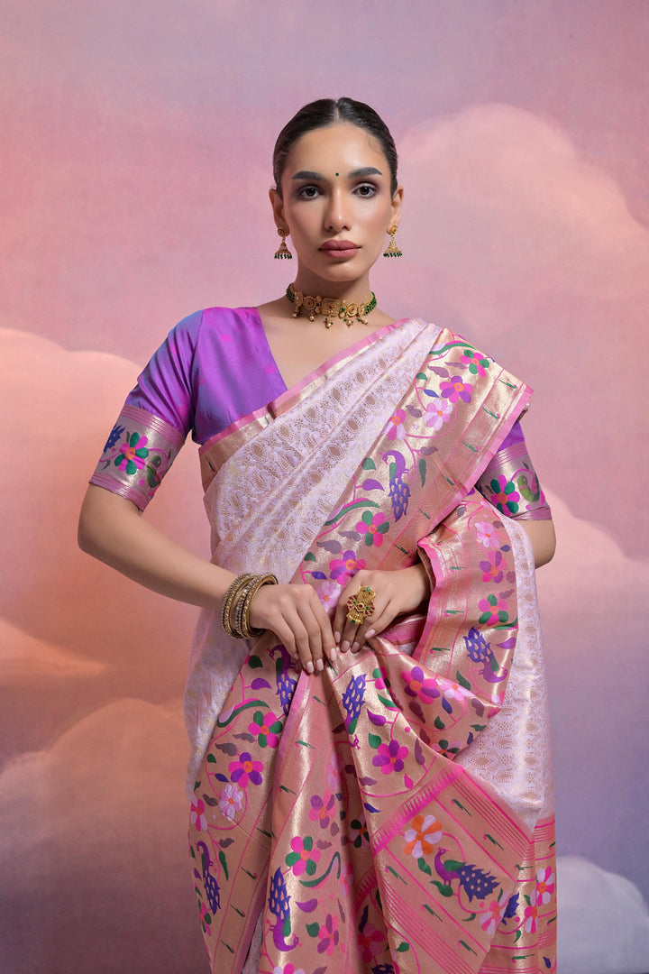 Date With Thoughts Designer Banarasi Paithani Saree