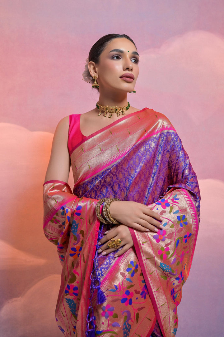 Date With Thoughts Designer Banarasi Paithani Saree