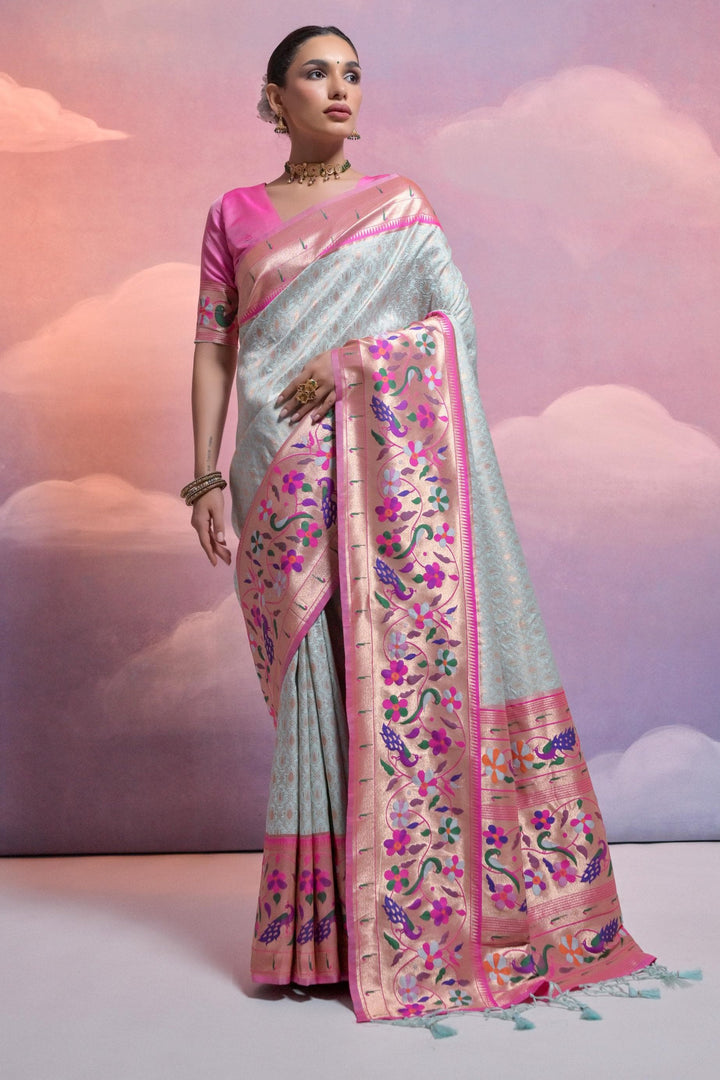 Date With Thoughts Designer Banarasi Paithani Saree