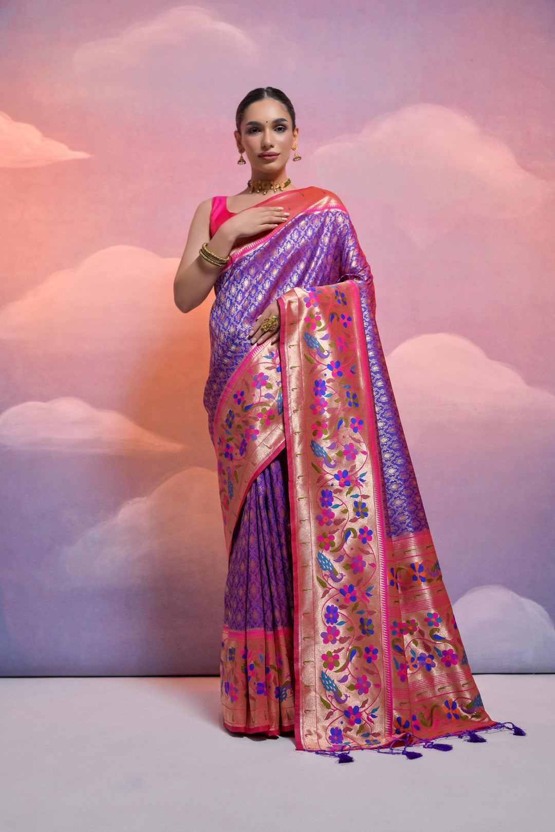 Date With Thoughts Designer Banarasi Paithani Saree