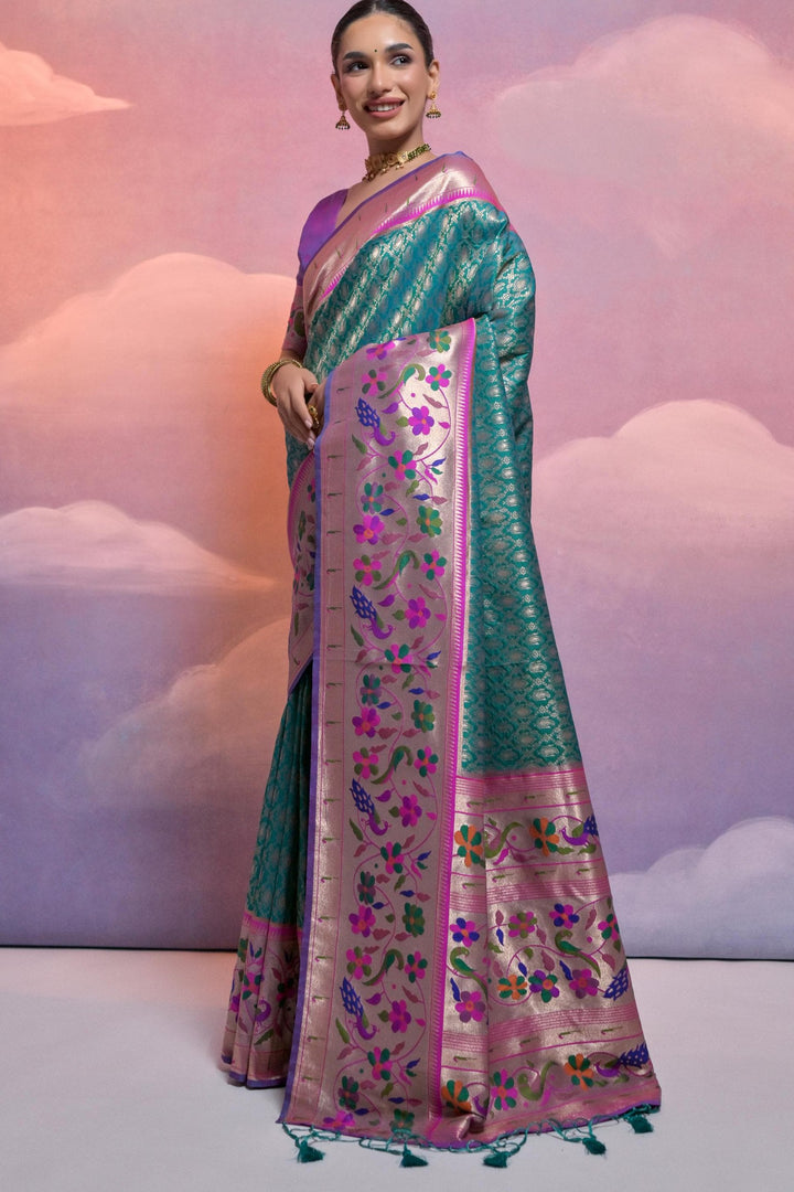 Date With Thoughts Designer Banarasi Paithani Saree