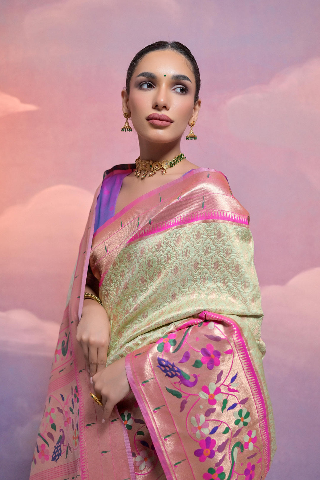 Date With Thoughts Designer Banarasi Paithani Saree