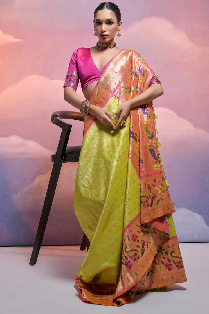 Date With Thoughts Designer Banarasi Paithani Saree