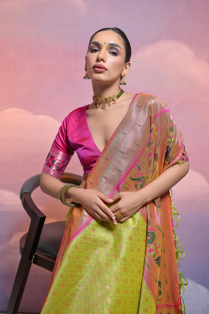 Date With Thoughts Designer Banarasi Paithani Saree