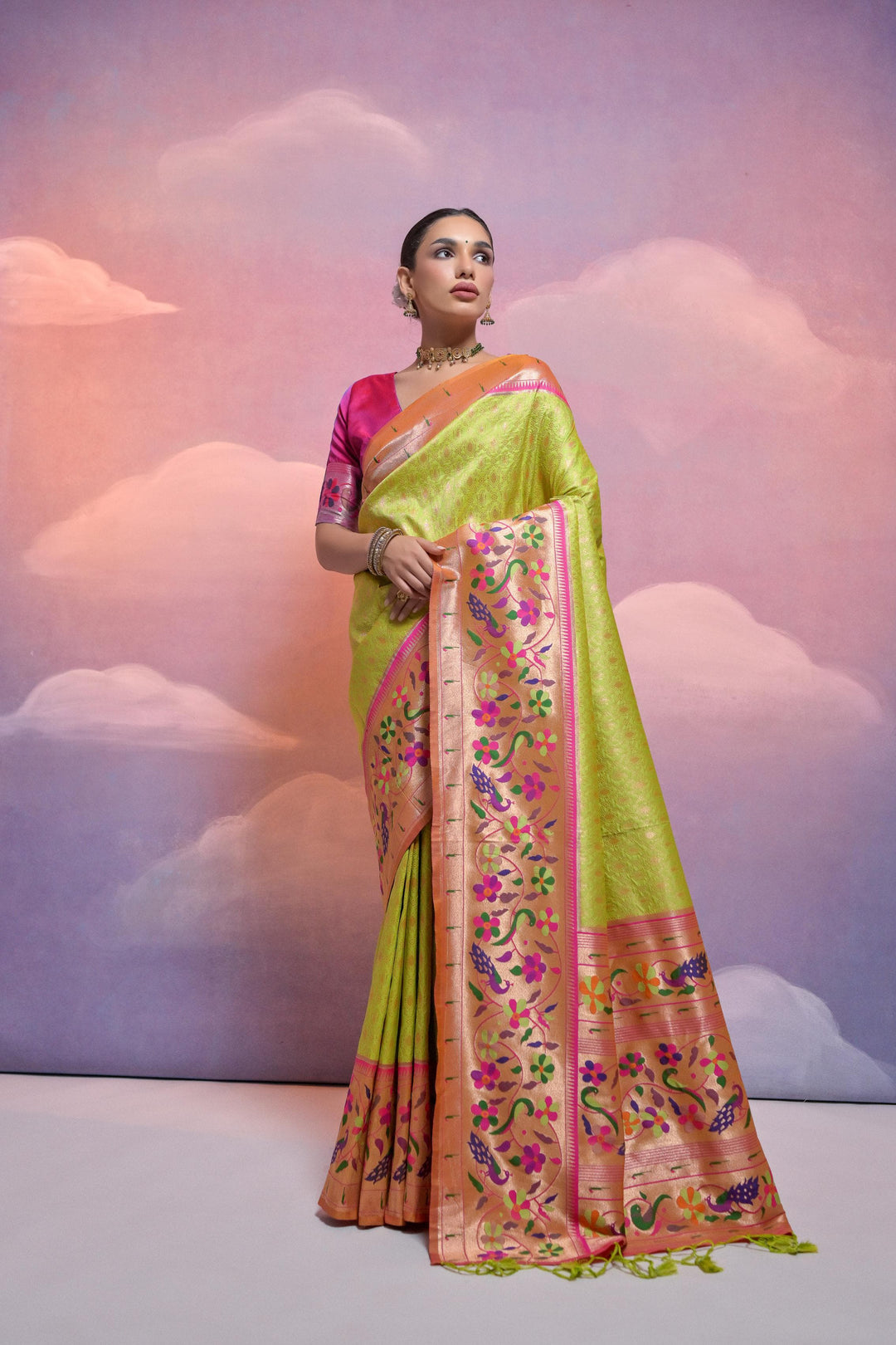 Date With Thoughts Designer Banarasi Paithani Saree