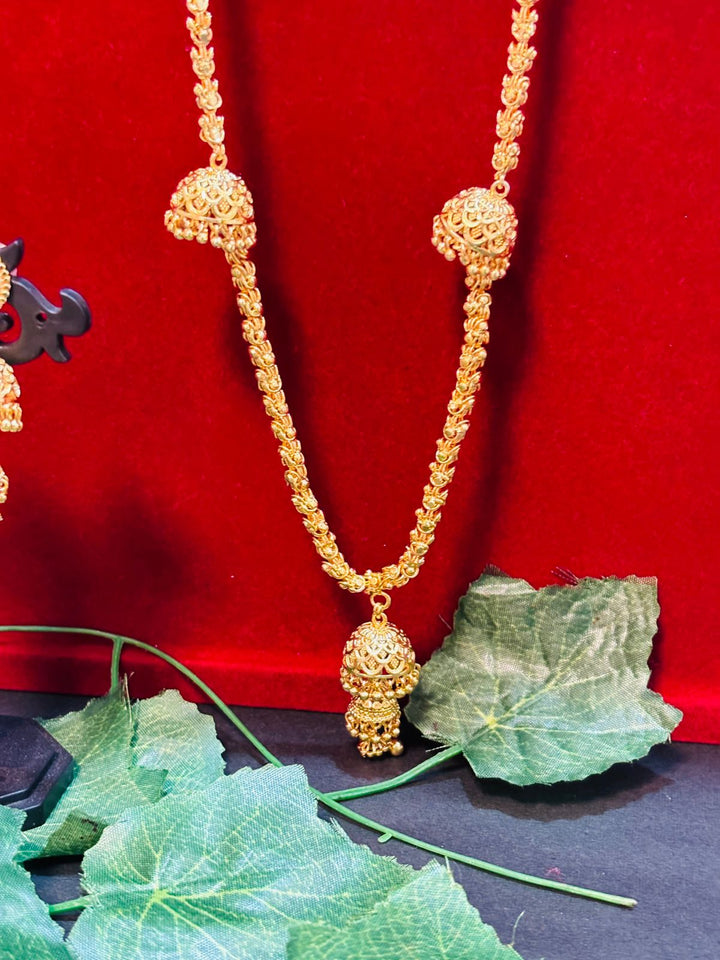 Jhumka Attached Gold Plated Necklace Set