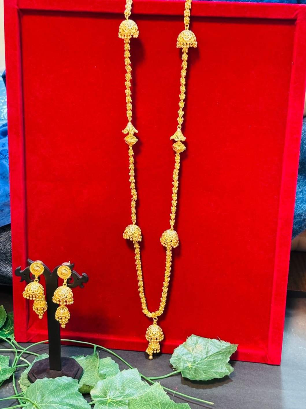 Jhumka Attached Gold Plated Necklace Set