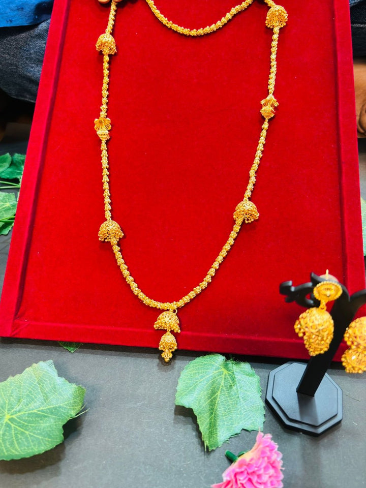 Jhumka Attached Gold Plated Necklace Set