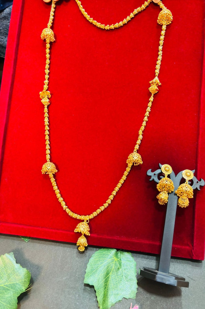 Jhumka Attached Gold Plated Necklace Set