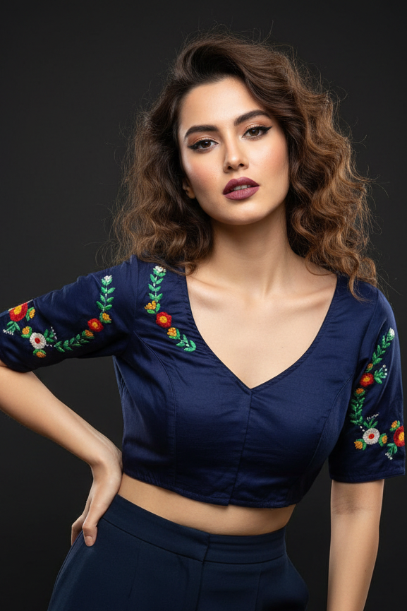Blue Beauty Designer Cotton Blouse