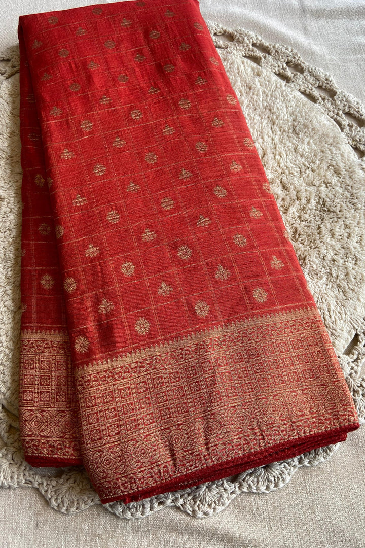 Little Brighter Banarasi Khaddi Crush Silk Saree