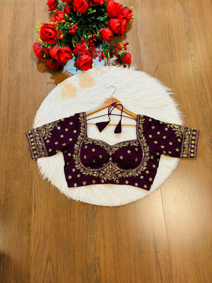 Dark Purple Vichitra Silk Blouse