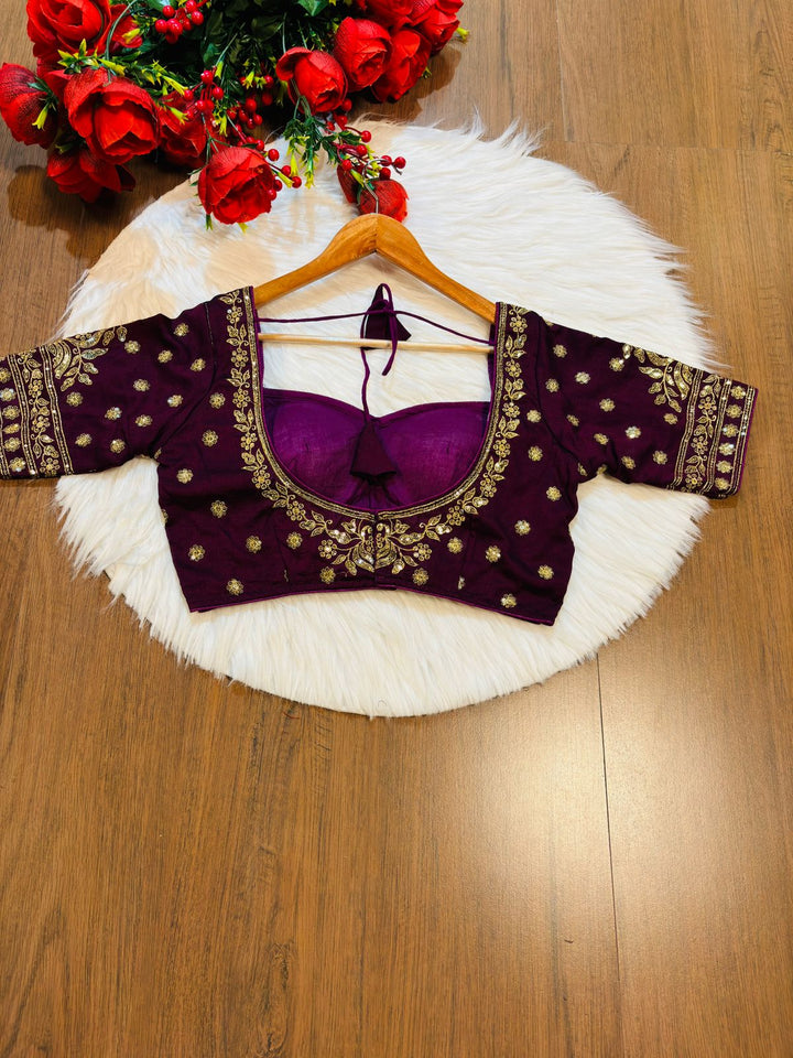 Dark Purple Vichitra Silk Blouse