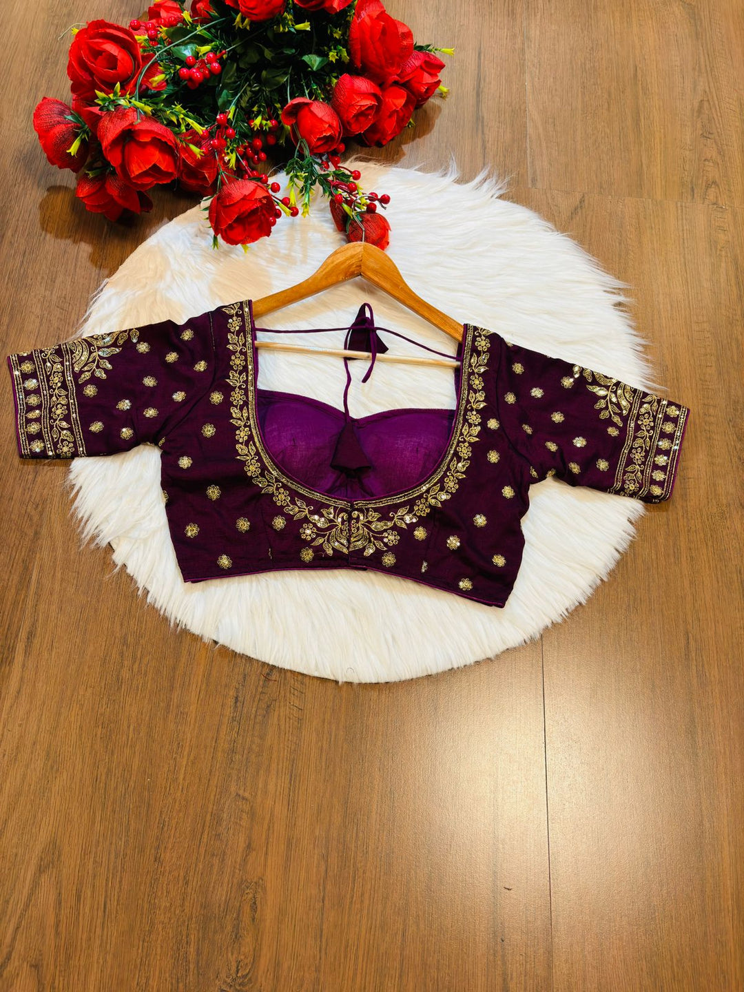 Dark Purple Vichitra Silk Blouse