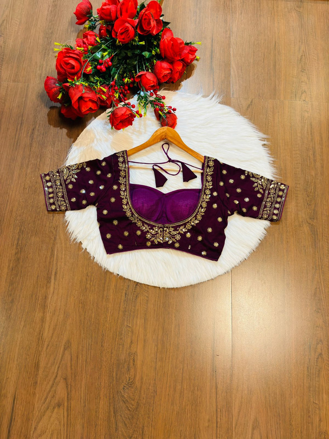 Dark Purple Vichitra Silk Blouse