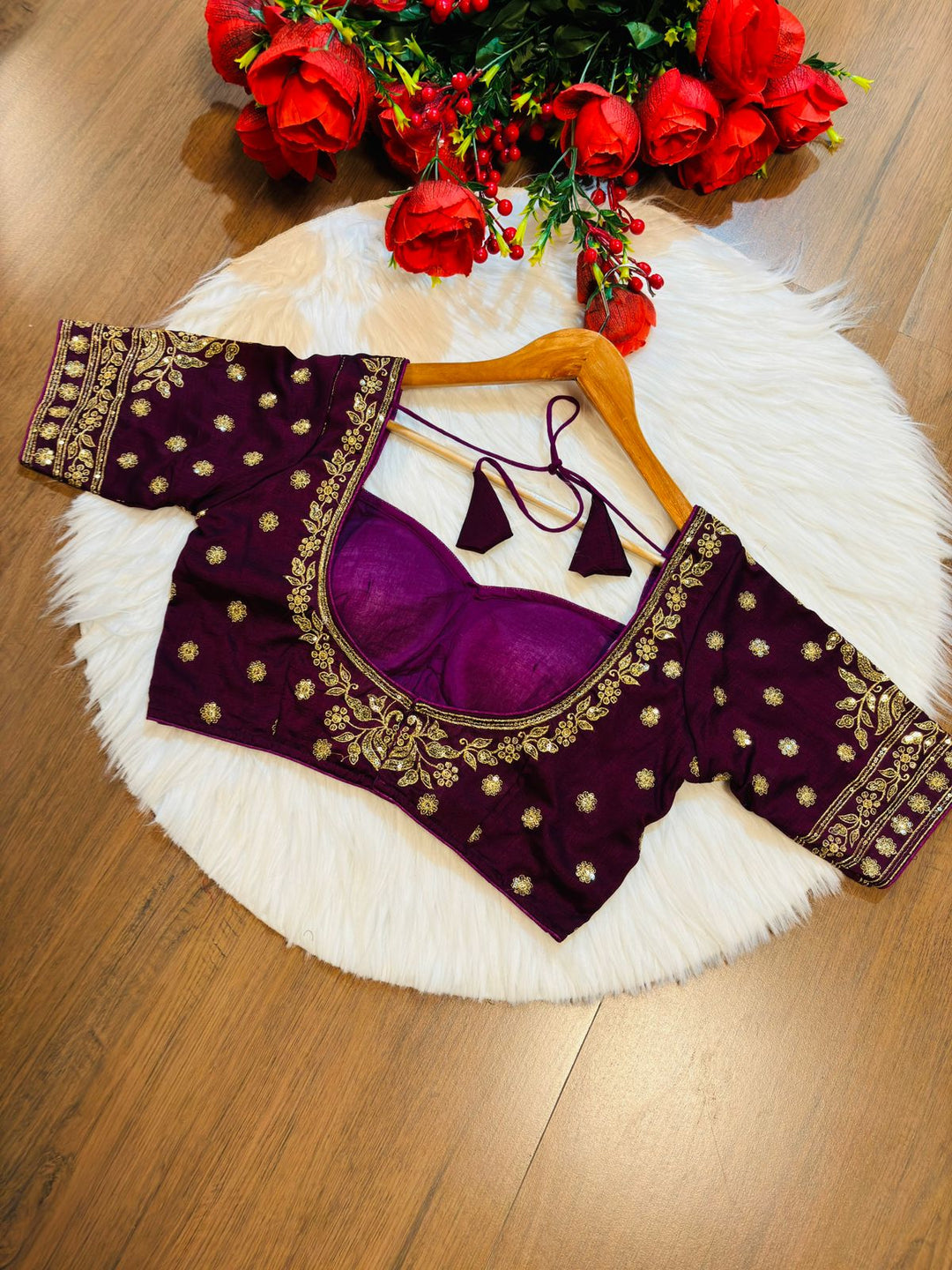 Dark Purple Vichitra Silk Blouse