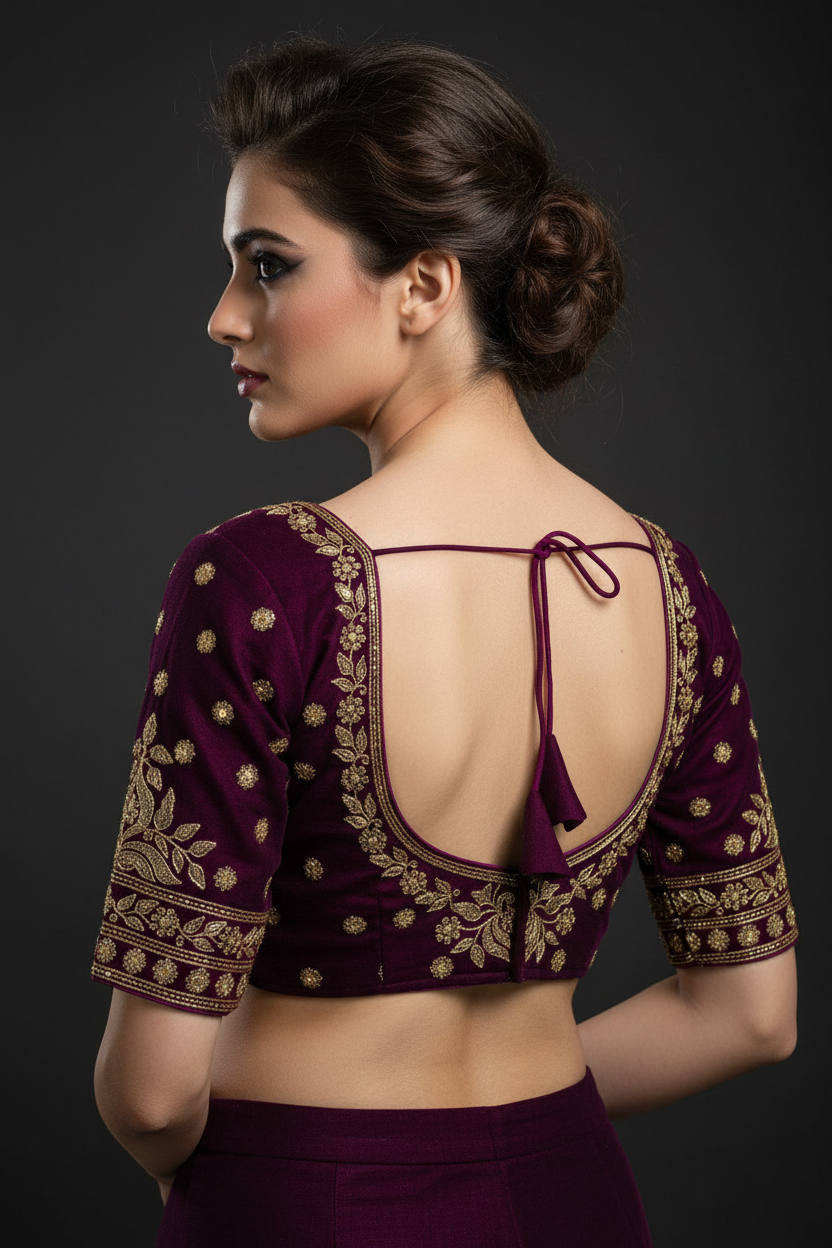 Dark Purple Vichitra Silk Blouse
