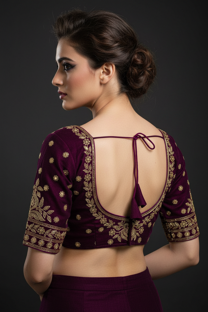 Dark Purple Vichitra Silk Blouse