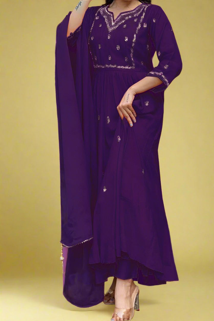 Purple Festival  Rayon Kurti Set