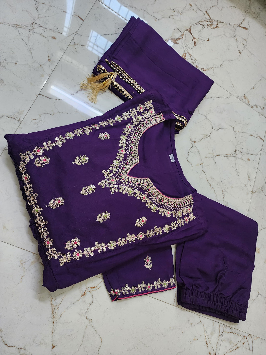 Purple Festival  Rayon Kurti Set