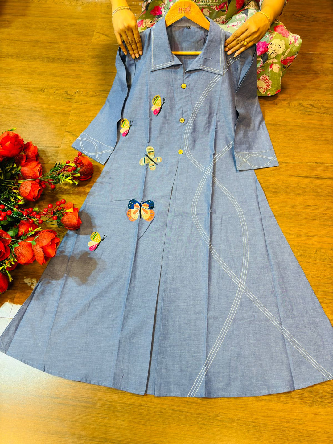 Pretty Butterfly Cotton One Piece Dress