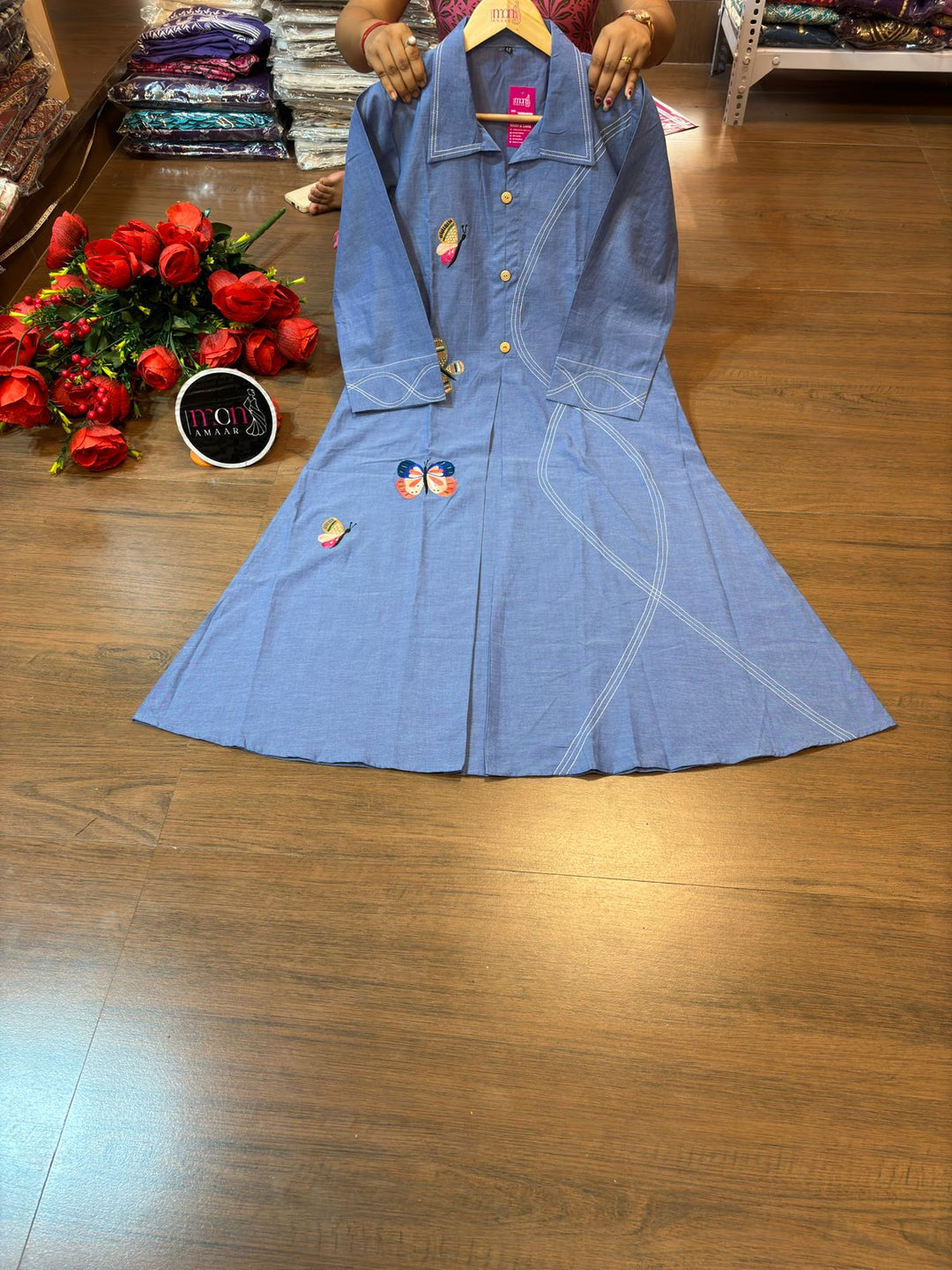 Pretty Butterfly Cotton One Piece Dress