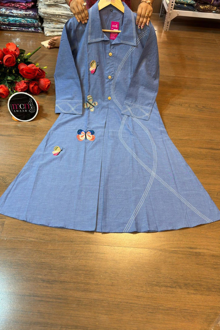 Pretty Butterfly Cotton One Piece Dress