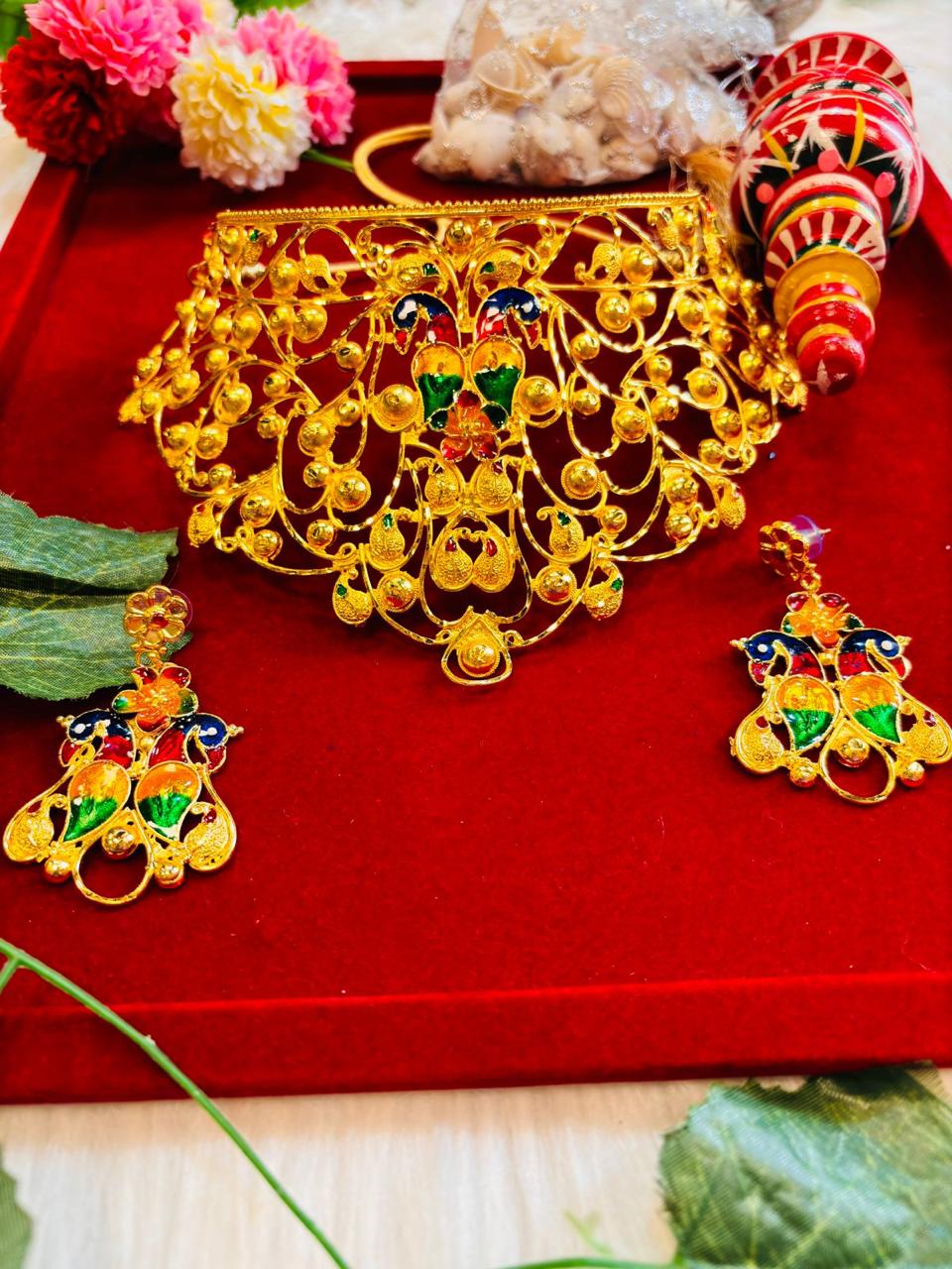 Shrine Gold Plated Meenakari Bridal Choker Collection