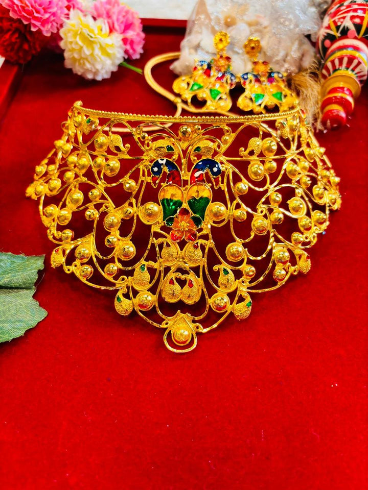 Shrine Gold Plated Meenakari Bridal Choker Collection