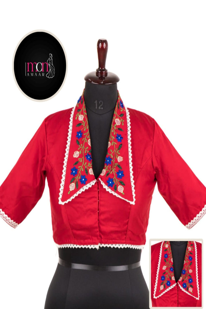 Lady In Red Designer Cotton Blouse