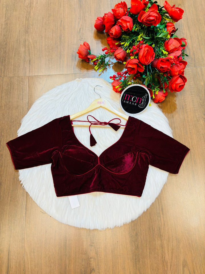 Season Of Velvet- Designer Blouse (Maroon)