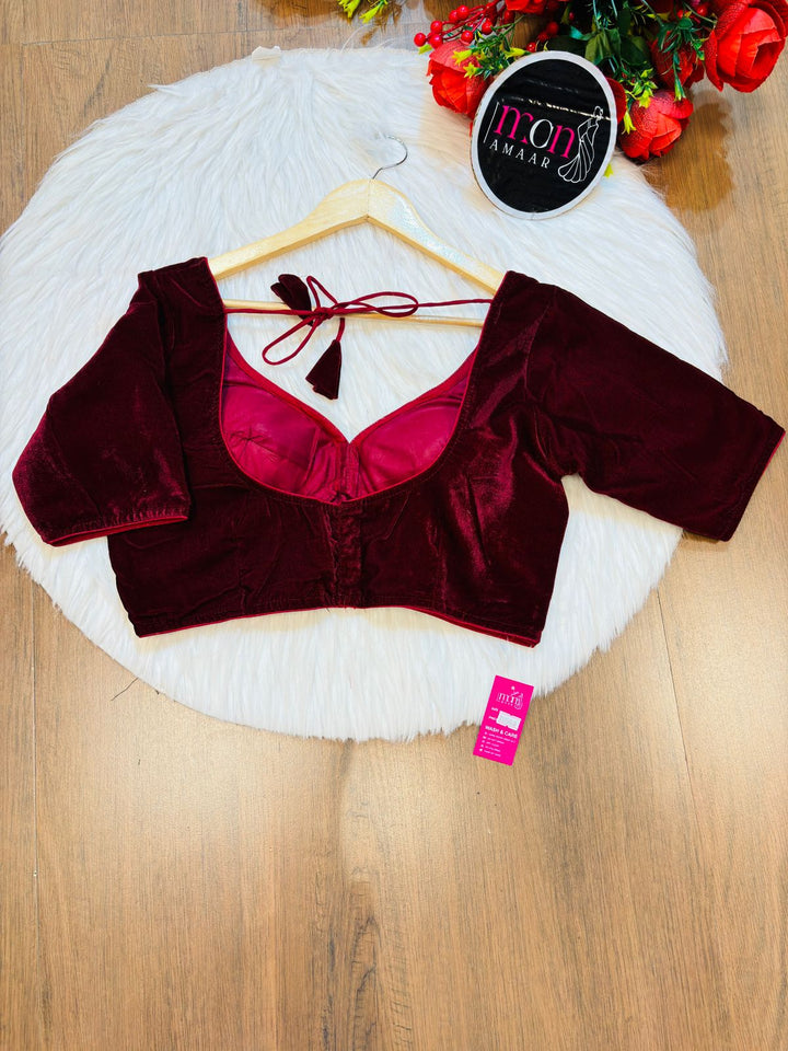 Season Of Velvet- Designer Blouse (Maroon)