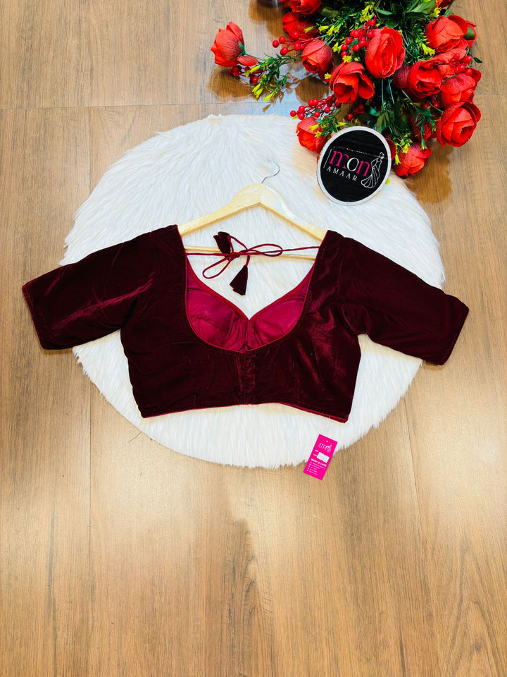 Season Of Velvet- Designer Blouse (Maroon)