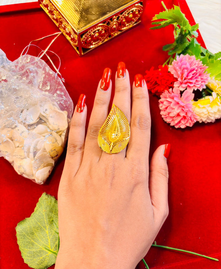 One leaf- Gold Plated Ring