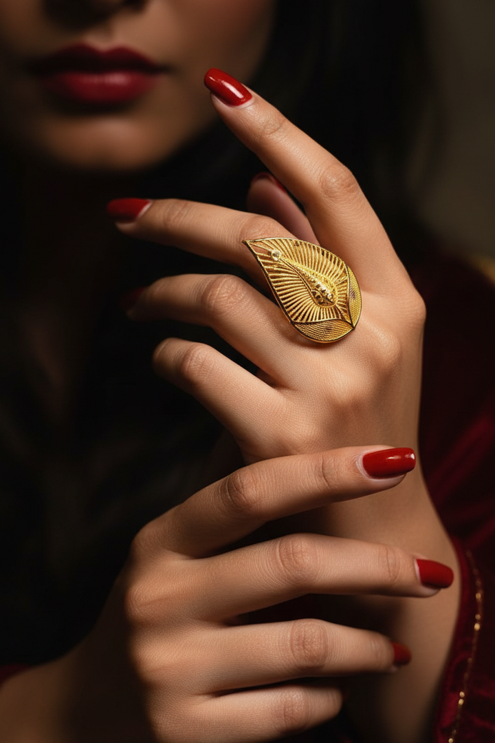 One leaf- Gold Plated Ring