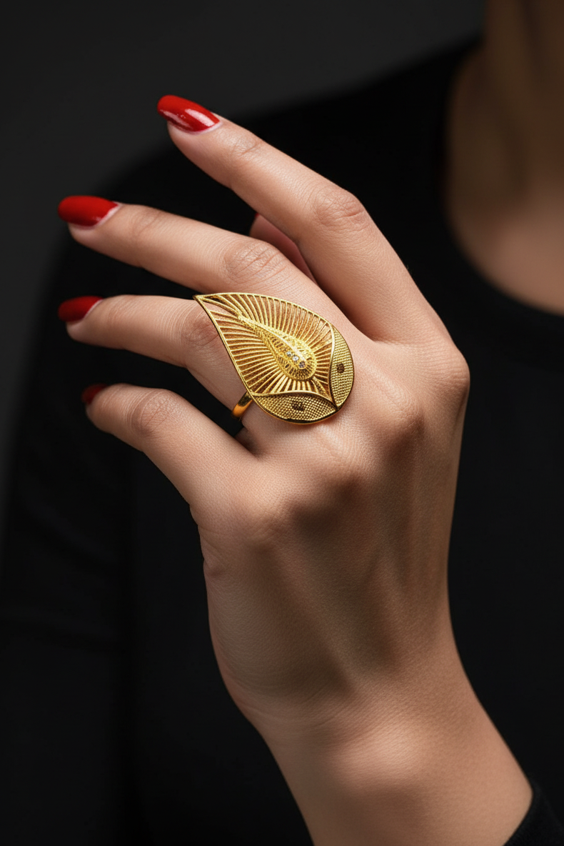 One leaf- Gold Plated Ring