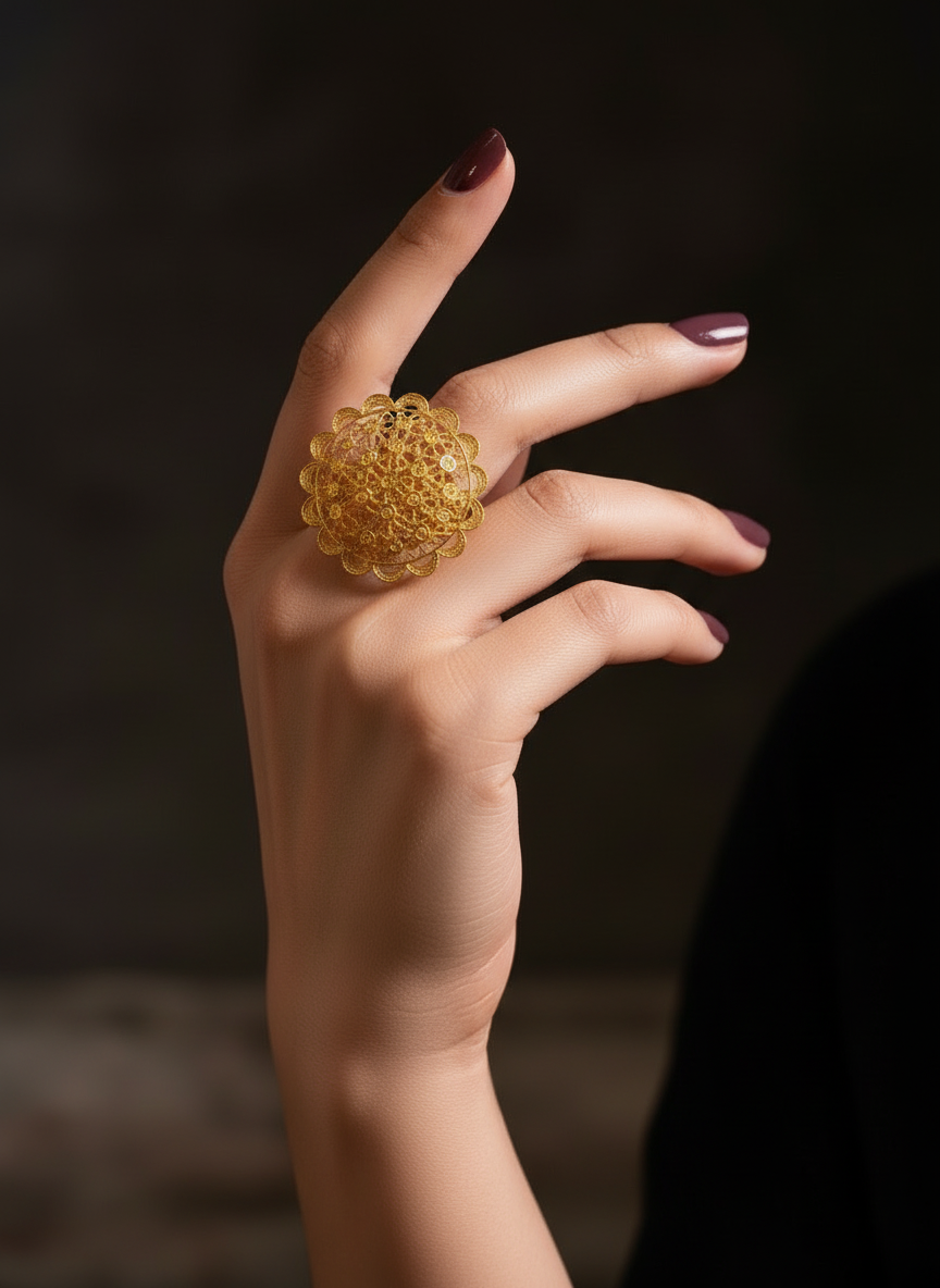 Ancient Moon Gold Plated Ring