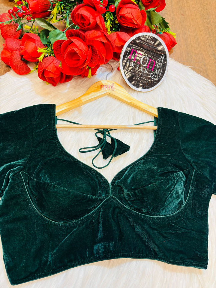 Season Of Velvet- Designer Blouse[Green]