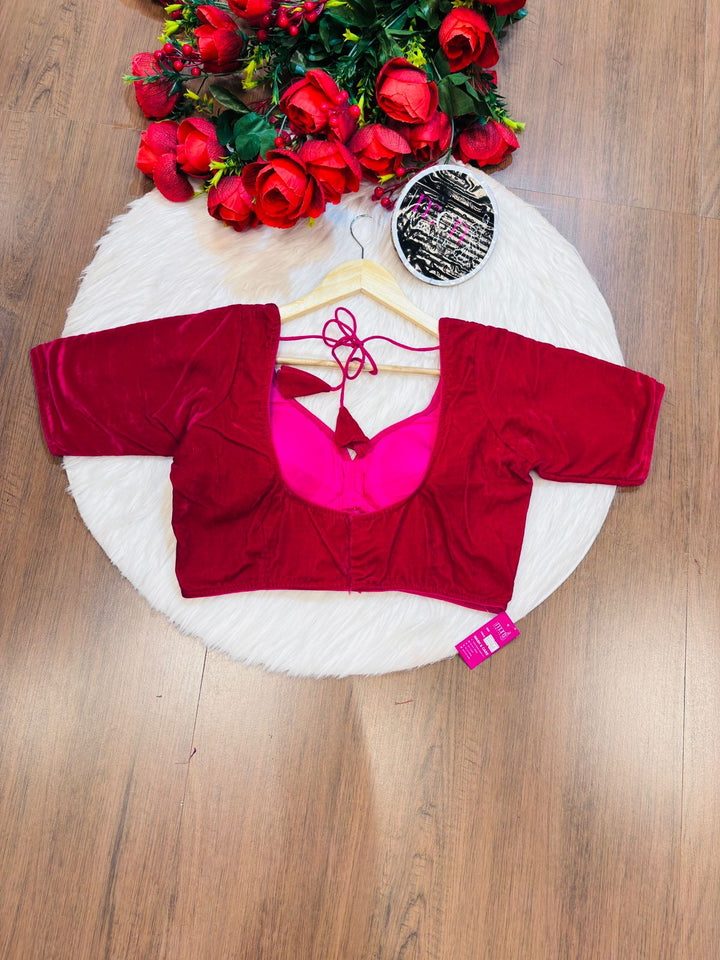 Season Of Velvet- Designer Blouse[Pink]