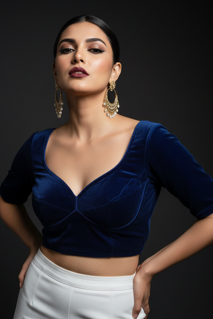 Season Of Velvet- Designer Blouse (BLUE)