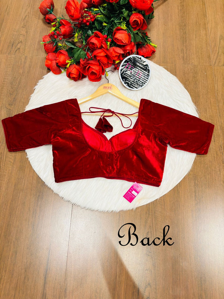 Season Of Velvet- Designer Blouse [Reddish Maroon]