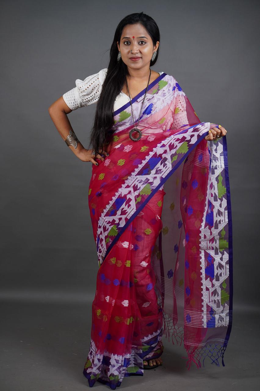 Resham tan Zari Jamdani Saree