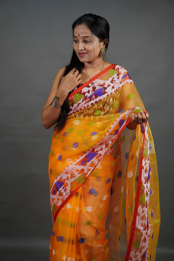 Resham tan Zari Jamdani Saree