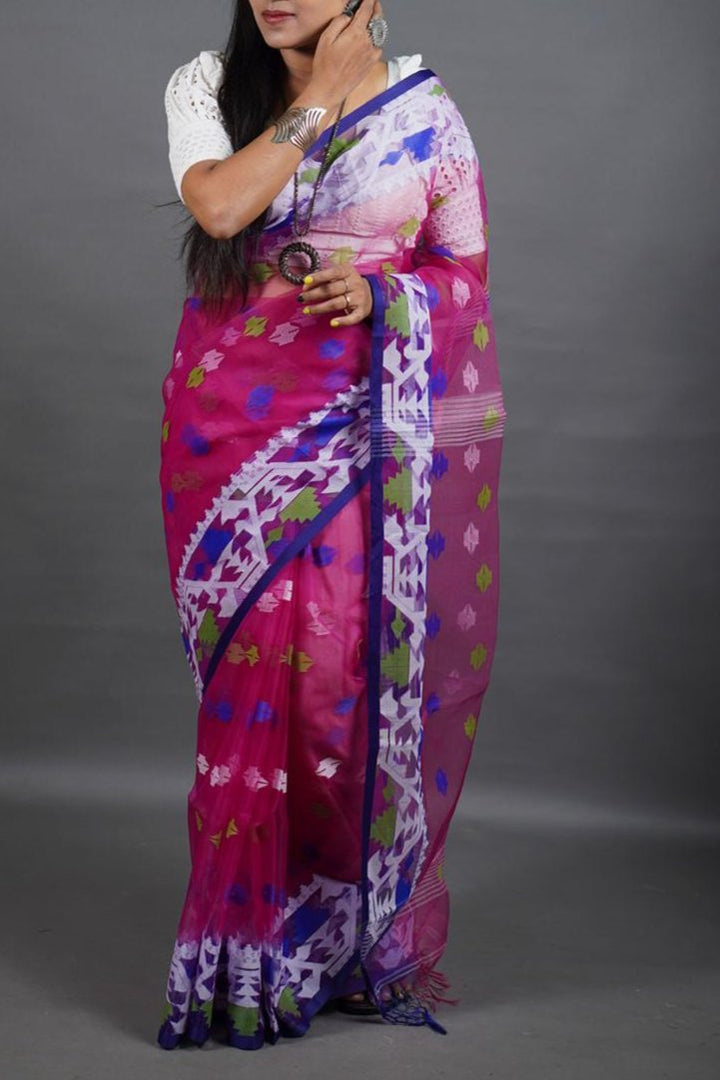 Resham tan Zari Jamdani Saree