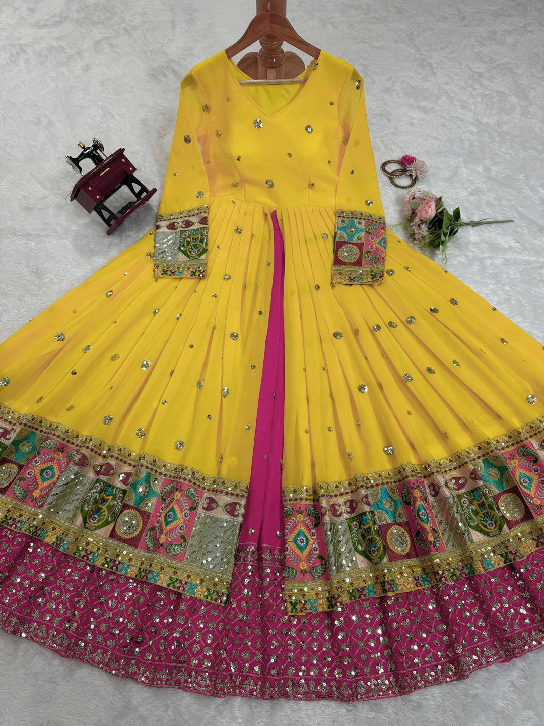 Yellow Brides Designer Georgette lehenga