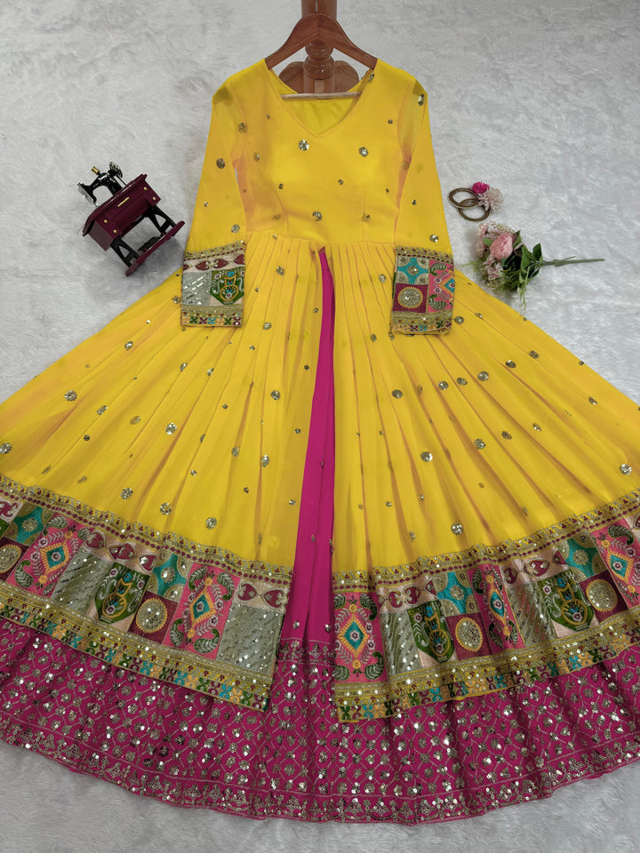 Yellow Brides Designer Georgette lehenga